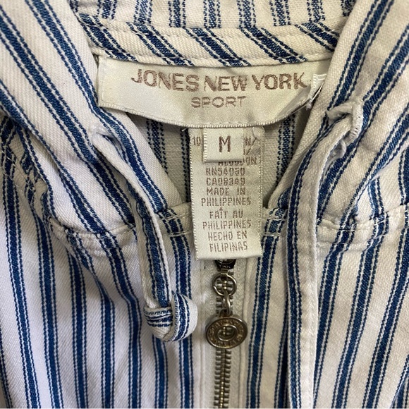 Jones New York Sport Nautical Stripe Sleeveless Hoodie Vest - Picture 5 of 6